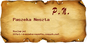 Paszeka Neszta névjegykártya